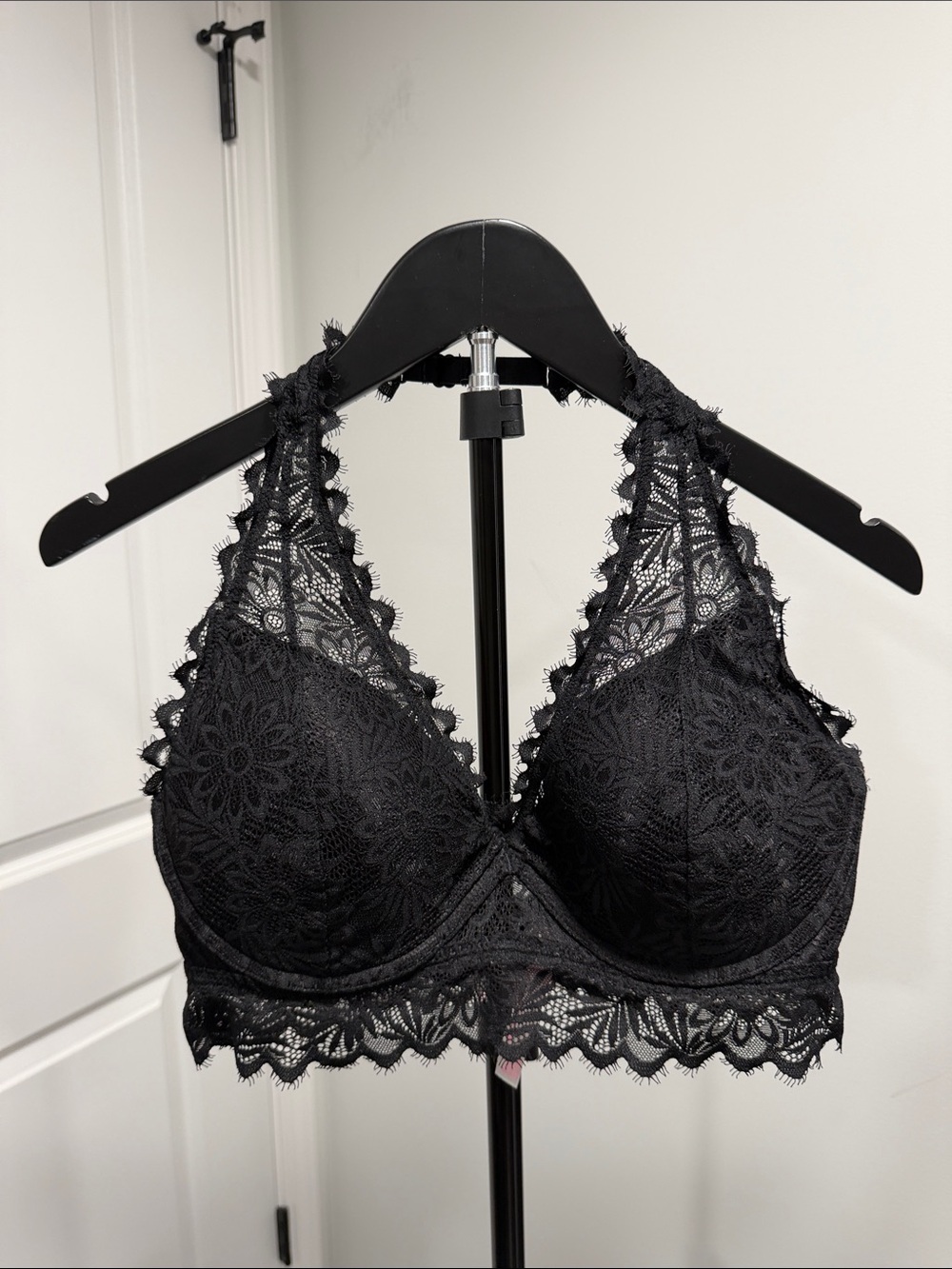 NWOT PINK Victoria's Secret Black Lace Longline Bralette
